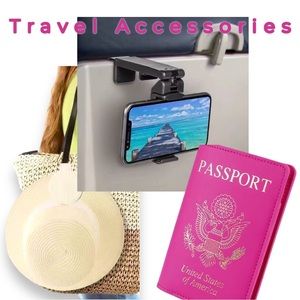✈️ Travel Accessories: Magnetic Hat Clip +Airplane Phone Holder+ Passport Cover